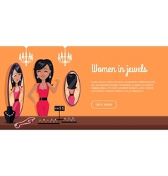 Women In Jewels Front Of Mirror Jewelry Banner