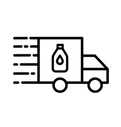 Black Line Water Delivery Truck Icon