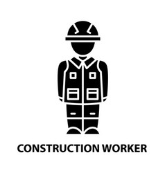 Construction Worker Icon Black Sign