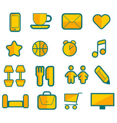 Set Icons For Every Day Activities In Yellow