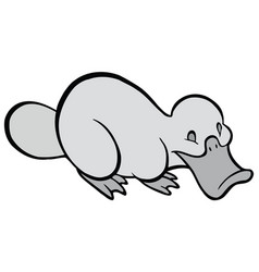 Smiling Bw Cartoon Platypus