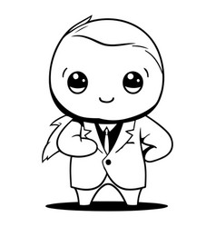 Cute Cartoon Doctor With White Coat On Blue