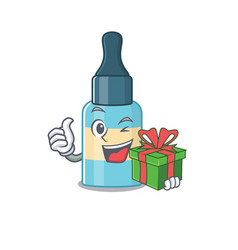 Hair Oil Cartoon Character With A Big Gift Box