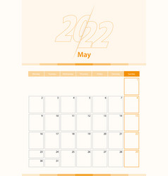 Modern Vertical Calendar Sheet For May 2022