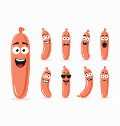 Cute And Funny Cartoon Sausage Characters In