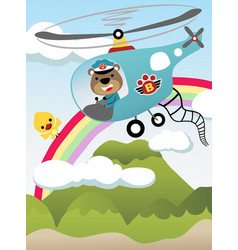 Cute Bear Driving Helicopter