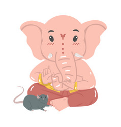 Cute Hindu God Ganesha With Rat