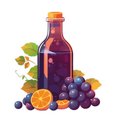 Fresh Grape Juice In Organic Glass Bottle