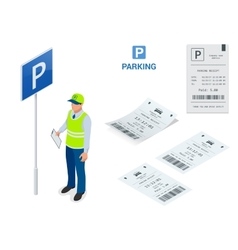 Isometric Parking Attendant Parking Ticket