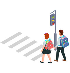 Crosswalk With People Pedestrians Schoolchildren