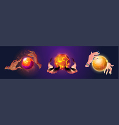 Magic Energy Balls In Witch Hands Set