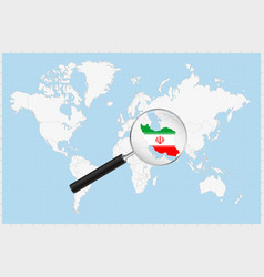 Magnifying Glass Showing A Map Of Iran On World