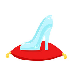 Crystal Slipper On Red Pillow