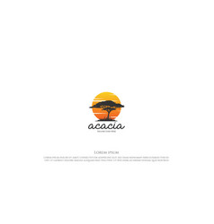 Sunset Sunrise African Acacia Tree Forest Logo