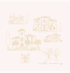 Tuscan Villa Or Provence Rough Sketched Abstract