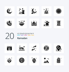 20 Ramadan Solid Glyph Icon Pack Like Help Namaz