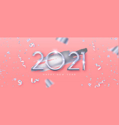 Happy New Year 2021 Silver 3d Pink Party Banner