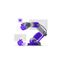 Robot Arm Holding Apple Flat Design