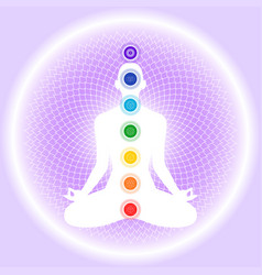 Chakra System On Silhouette Of Human Body