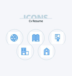 Cv Resume Blue Icon Pack 5 Design School