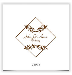 Square Floral Wedding Invitation Logo Premium