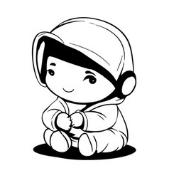 A Little Astronaut Sitting On The Ground