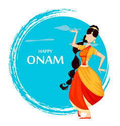 Happy Onam Indian Woman Dancing