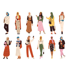 Islamic Modern Women Cartoon Muslim Persons With