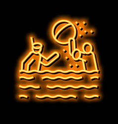 Swimming Child Neon Glow Icon