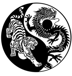 Tiger And Dragon Silhouette Yin Yang Tattoo