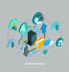 Cloud Services And Secure File Storage Isometric