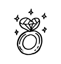 Diamond Ring Heart Doodle