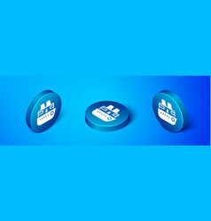 Isometric Cruise Ship Icon Isolated On Blue