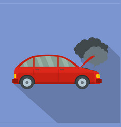 Car In Smoke Icon Flat Style