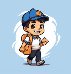 Cartoon Schoolboy With Backpack Eps10