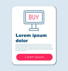 Line Buy Button Icon Isolated On Grey Background