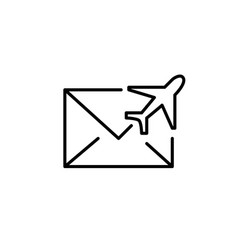 Air Mail Icon Envelope With Flying Plane Pixel