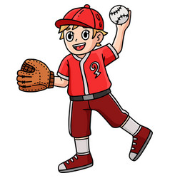 Baseball Boy Pitching Cartoon Colored Clipart