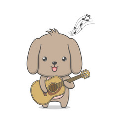 Cute Puppy Dog Playing Guitar