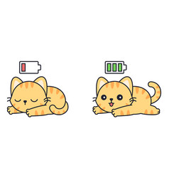 Orange Tabby Cat With Low And Full Battery Icon