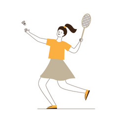 Young Woman Playing Badminton