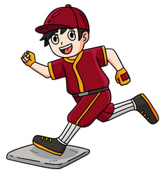 Baseball Boy Reaching Base Cartoon Colored Clipart