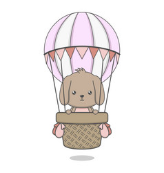 Cute Puppy Dog Riding Hot Air Balloon