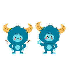 Cute Funny Sad And Happy Yeti Monster Character