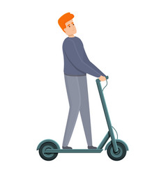 Red Hair Boy Electric Scooter Icon Cartoon Style