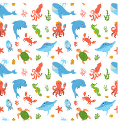 Seamless Pattern Of Colorful Hand Drawn Marine