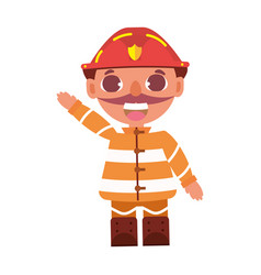 Isolated Happy Male Firefighter Cartoon Character