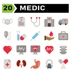 Medic Icon Set Include Face Mask Mask Healthcare