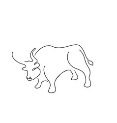 Ox In Line Art Style Isolated