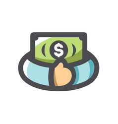 Greed For Money Hands With Cash Icon